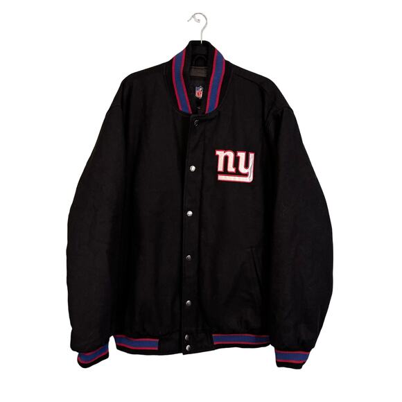NFL G-III Apparel Group Varsity Jacket Mens XXL Sports Wool Blend Bomber Black